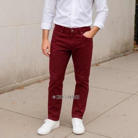 Vineyard Vines Cavalry Twill 5 Pocket Pants Burgundy Red Straight Leg Size 28x30 - Picture 1 of 10